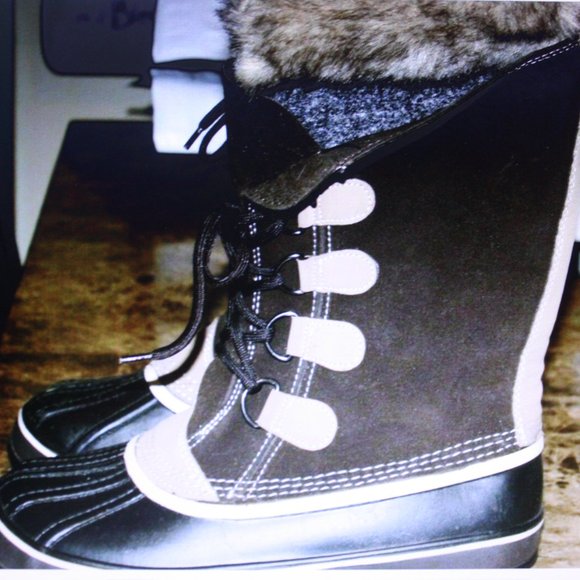 Women's Dupont Winter Boots Sz 11 Brown & Tan Leather Inner Thermo Lite NWOT - Picture 1 of 10